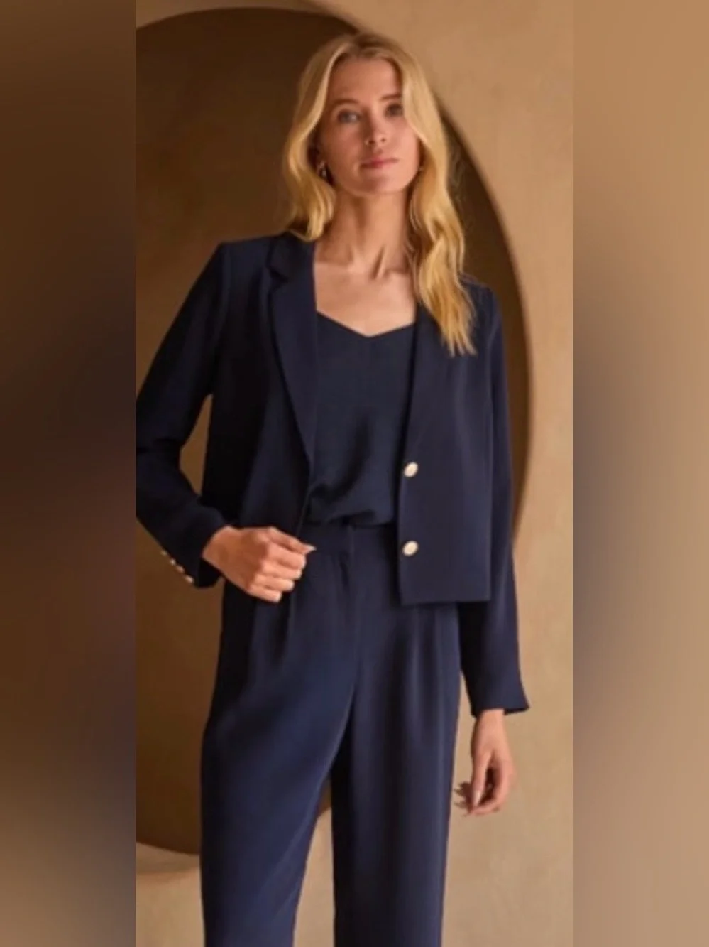 Skies are Blue Cropped Navy Blazer sz M - Picture 4 of 9